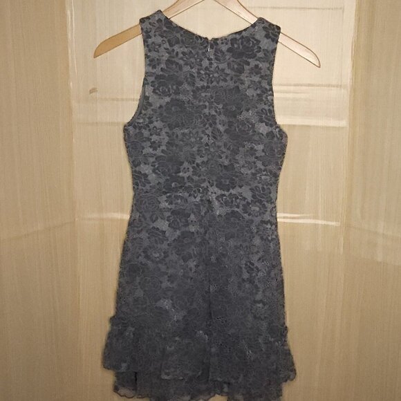 Altar'd State Womens Slate Blue Lace Sleeveless Ruffle Bottom Dress Small - Picture 2 of 8